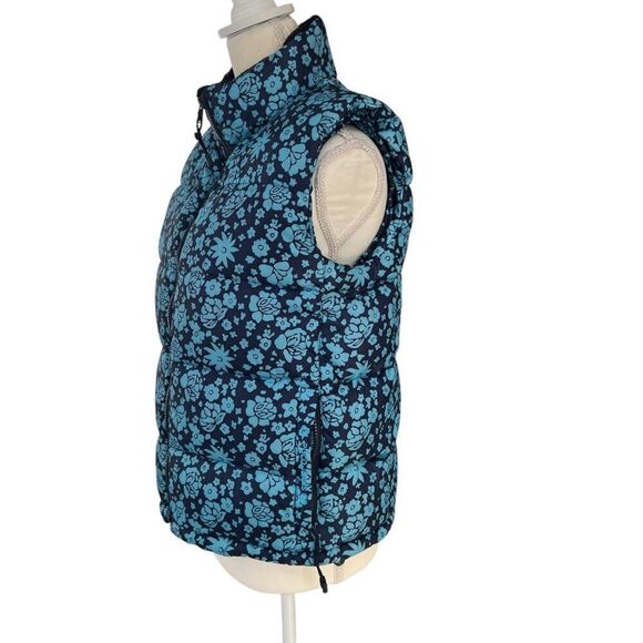 Ralph Lauren Polo Jeans Co. Women's Floral Goose Down Puffer Vest Blue Size Smal - Picture 2 of 13
